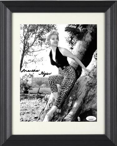 Martha Hyer Autographed Vintage B&W 8 x 10 Photograph Custom Framing- JSA #II11026 (leopard pants)-Powers Sports Memorabilia