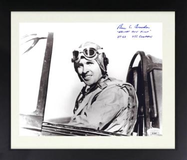 Ben Amsden Autographed Vintage WWII B&W 8 x 10 Photograph Custom Framing Hellcat Ace Pilot VF-22 Cowpens- JSA #II11067-Powers Sports Memorabilia