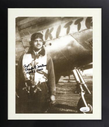 Charles E. McGee Autographed 8 x 10 Photograph 302 F.S.- 1944 Custom Framing- JSA (Tuskegee Airman/Red Tails/WWII/Korea/Vietnam)-Powers Sports Memorabilia