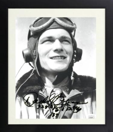 Donald Bryan Autographed P-51 Little One WWII Ace Pilot B&W 8 x 10 Photograph Custom Framing- JSA #II11577- 352d Fighter 328 Fighter Group 1-Powers Sports Memorabilia