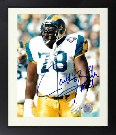 Jackie Slater Autographed Los Angeles Rams NFL Licensed 8 x 10 Phot Custom Framing with HOF 01- COA-Powers Sports Memorabilia