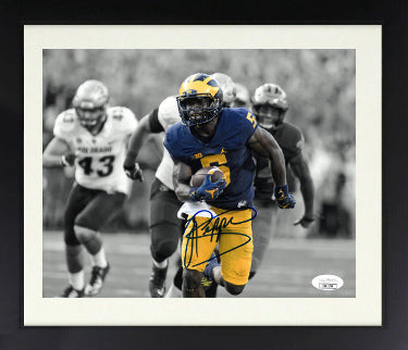 Jabrill Peppers Autographed Michigan Wolverines Spotlight Run 8 x 10 Photograph Custom Framing- JSA-Powers Sports Memorabilia