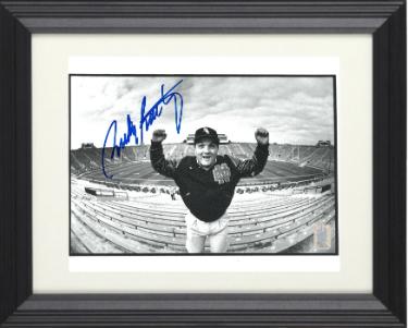 Rudy Ruettiger Autographed Notre Dame Fighting Irish Stadium B&W 8 x 10 Photograph Custom Framing- Rudy 45 Hologram-Powers Sports Memorabilia