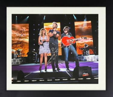 Lady Antebellum Band (Lady A) Metallic 16 x 20 Photograph Custom Framing-3 sigs- Hillary Scott/Charles Kelley/Dave Haywood-Powers Sports Memorabilia