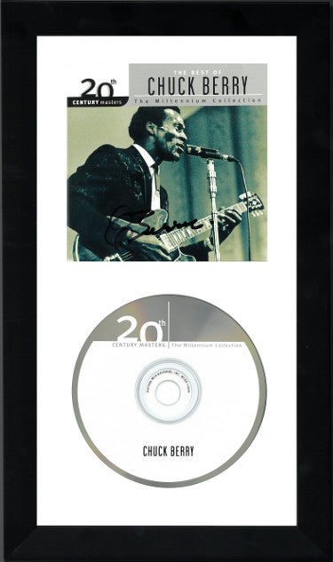 Chuck Berry Autographed 1999 The Best of Chuck Berry Album Cover with CD 6.5x12 Custom Framing- JSA #L70375 (The Mellennium Collection)-Powers Sports Memorabilia