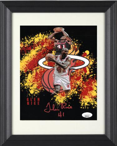 Glen Rice Autographed Miami Heat Collage 8 x 10 Photograph #41 Custom Framing- JSA Authenticated-Powers Sports Memorabilia