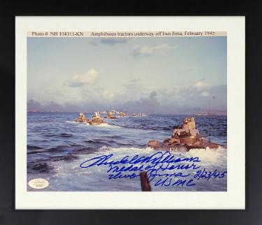Hershel W. Williams Autographed WWII 8 x 10 Photograph Custom Framing- JSA #SS17629- Medal of Honor Iwo Jima 2/23/45 USMC-Powers Sports Memorabilia