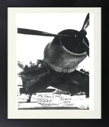 Major Harry Johnson Autographed 1943 Pappy Boyington's Black Sheep 8 x 10 Photograph Custom Framing- JSA #SS17713- VMF 214 1943-Powers Sports Memorabilia