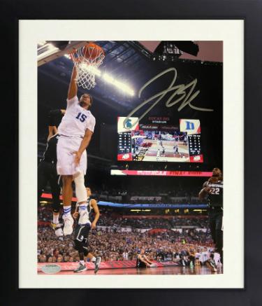 Jahlil Okafor Autographed Duke Blue Devils 8 x 10 Photograph Custom Framing- Schwartz Hologram (Final Four vs Michigan State)-Powers Sports Memorabilia
