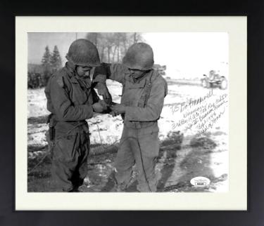 Robert/Bob Maxwell Autographed WWII 8 x 10 Photograph Custom Framing- JSA #SS51657- Medal of Honor/France/1944-Powers Sports Memorabilia