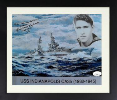 Louis "Kayo" Erwin Autographed WWII 8.5x11 Photograph Custom Framing- JSA- USS Indianapolis Survivor 1943-1945-Powers Sports Memorabilia