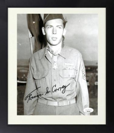 Francis S. Currey Autographed WWII 8 x 10 Photograph Custom Framing- JSA #AC92727- Medal of Honor/Battle of the Bulge-Powers Sports Memorabilia