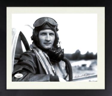 Alden Rigby Autographed WWII P-51 Ace Pilot Vintage B&W 8 x 10 Photograph Custom Framing- JSA- 352 Fighter Group/Silver Star-Powers Sports Memorabilia