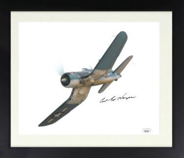 Ed Harper Autographed 1943 Pappy Boyington's Black Sheep 8 x 10 Photograph Custom Framing- JSA (Corsair Pilot/VMF 214-1943 2nd Tour)-Powers Sports Memorabilia