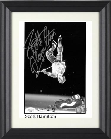 Scott Hamilton Autographed B&W 8 x 10 Photograph Custom Framing- JSA #SS51628 (Figure Skating/Olympic Gold Medalist)-Powers Sports Memorabilia