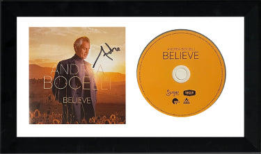 Andrea Bocelli Autographed 2020 Believe Album Cover Booklet with CD 6.5x12 Custom Framing- JSA #LL49218-Powers Sports Memorabilia