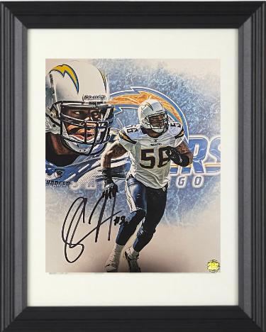 Shawne Merriman Autographed San Diego Chargers 8 x 10 Photograph #56 Custom Framing- AWM Hologram-Powers Sports Memorabilia