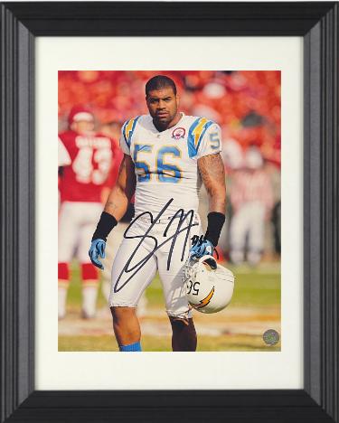 Shawne Merriman Autographed San Diego Chargers 8 x 10 Photograph #56 Custom Framing- AWM Hologram - CTBL_f32773-Powers Sports Memorabilia