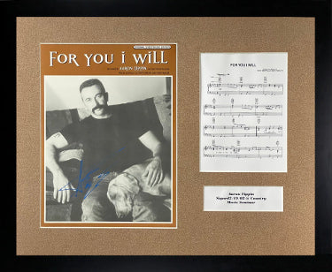 Aaron Tippin Autographed 1998 For You I Will Original Sheet Music/Lyrics Custom Framing (22x18)- COA-Powers Sports Memorabilia