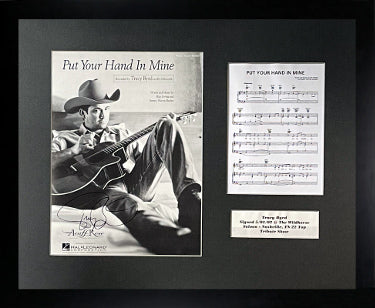 Tracy Byrd Autographed 1999 Put Your Hand In Mine Original Sheet Music/Lyrics Custom Framing (22x18)-COA-Powers Sports Memorabilia