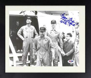 Gerry/Gerald Griffin Autographed Vintage B&W 8 x 10 Photograph Flight Director Apollo 13 Custom Framing- PSA #AE39612 (with Jim Lovell)-Powers Sports Memorabilia