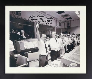 Milton Windler Autographed NASA Apollo Flight Director B&W 8 x 10 Photograph Custom Framing- JSA- Maroon Flight/Skylab-Powers Sports Memorabilia