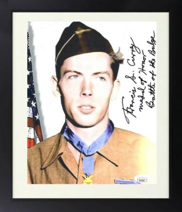 Francis S. Currey Autographed Vintage WWII 8 x 10 Photograph Custom Framing- JSA #AC92664- Medal of Honor/Battle of the Bulge-Powers Sports Memorabilia