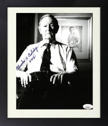 Charles Coolidge Autographed WWII Medal of Honor B&W 8 x 10 Photograph Custom Framing- JSA #AC92728-Powers Sports Memorabilia