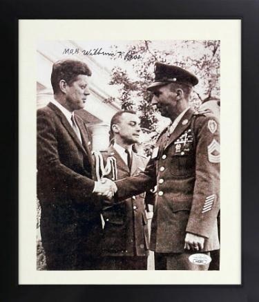 Wilburn Ross Autographed WWII Vintage B&W 8 x 10 Photograph Custom Framing- JSA #AC92663- Medal of Honor/JF Kennedy-Powers Sports Memorabilia