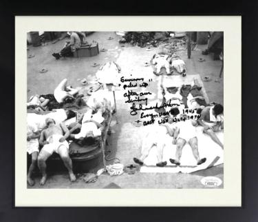 Ensign John Woolston Autographed WWII Vintage B&W 8 x 10 Photograph Custom Framing- JSA #AC92742- USS Indianapolis Survivor CA-35-Powers Sports Memorabilia