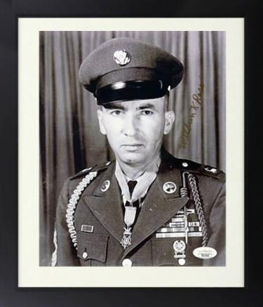 Wilburn Ross Autographed WWII Vintage B&W 8 x 10 Photograph Custom Framing- JSA #SS17646- Medal of Honor-Powers Sports Memorabilia