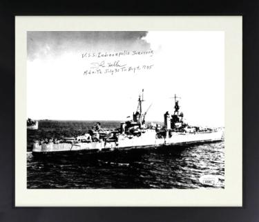 John Heller Autographed WWII 8 x 10 Photograph Custom Framing- JSA- Survivor/USS Indianapolis 1945-Powers Sports Memorabilia