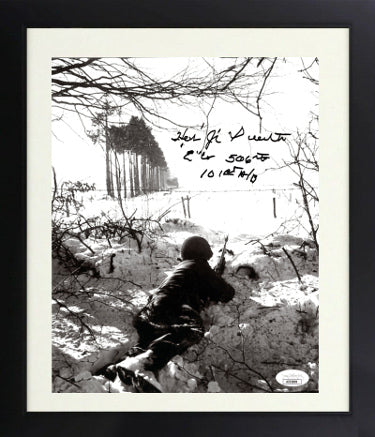 Herb "Jr" Suerth Autographed WWII Vintage B&W 8 x 10 Photograph Custom Framing- JSA #AC92809- Band of Brothers/101st/E Co/506th-Powers Sports Memorabilia