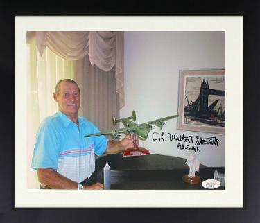Col Walter Stewart Autographed WWII 8.5x11 Photograph Custom Framing- JSA- Pilot "Utah Man" B-24 Liberator/Ploesti Raid/1 August 1943-Powers Sports Memorabilia