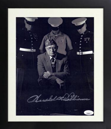 Hershel W. Williams Autographed WWII Vintage B&W 8.5x11 Photograph Custom Framing- JSA #AC92815- Medal of Honor/Iwo Jima-Powers Sports Memorabilia