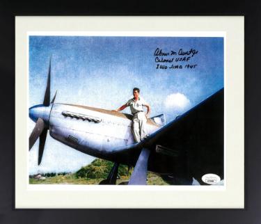 Col. Abner Aust Autographed 8.5x11 Photograph Custom Framing- JSA #AC92656- Colonel USAF/Iwo Jima 1945-Powers Sports Memorabilia