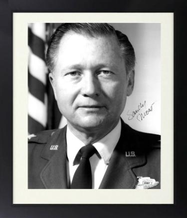 Lieutenant General Sanford Moats Autographed WWII 8 x 10 Photograph Custom Framing- JSA #AC92817 Fighter Ace-Powers Sports Memorabilia