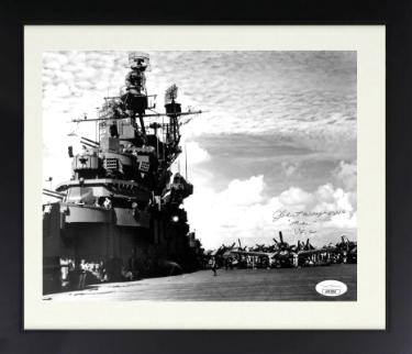 John "Mike" Thomas Wolf Autographed WWII 8 x 10 Photograph Custom Framing VF-2- JSA #AC92830 (Navy Flying Ace Fighter Pilot/Rippers)-Powers Sports Memorabilia