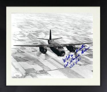 Col. Sanford "Sandy" Graves Autographed WWII Vintage USAF 8 x 10 Photograph Custom Framing- JSA #AC92832- 451st Bomber Squadron-Powers Sports Memorabilia