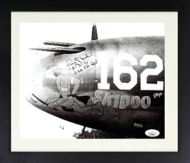 Perry Dahl Autographed WWII P-38 Ace Pilot 8 x 10 Photograph Custom Framing- JSA- 432 Fighter Squad- 9 Kills-Powers Sports Memorabilia