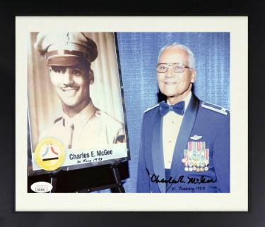Charles E. McGee Autographed 8 x 10 Photograph Custom Framing- JSA- WWII/Korea/Vietnam/1944 Tuskegee Airmen/Red Tails - CTBL_f34202-Powers Sports Memorabilia