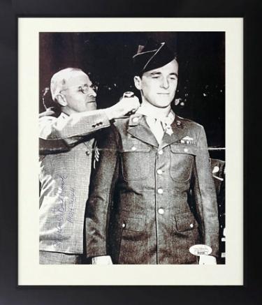 John "Bud" Hawk Autographed WWII 8 x 10 Photograph Custom Framing- JSA #SS17656 -Medal of Honor/June 20, 1945-Powers Sports Memorabilia