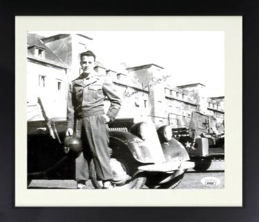 Francis Sanza Autographed WWII 8 x 10 Photograph Custom Framing- JSA #AC92650 (General Patton's Jeep Driver 3rd Army)-Powers Sports Memorabilia