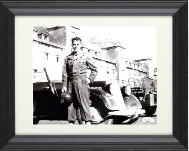 Francis Sanza Autographed WWII 8 x 10 Photograph Custom Framing- JSA #AC92651 (General Patton's Jeep Driver 3rd Army)-Powers Sports Memorabilia