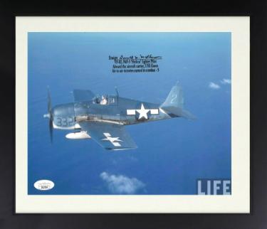 Donald McPherson Autographed WWII 8 x 10 Photograph Custom Framing- JSA- US Navy Hellcat Fighter Ace Pilot/USS Essex Japan-Powers Sports Memorabilia