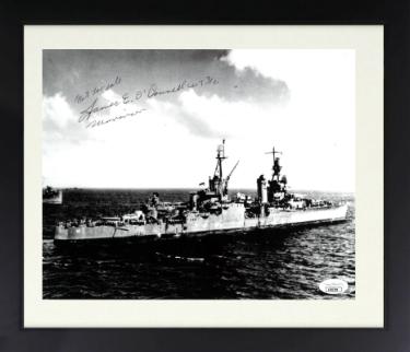 James E. O'Donnell Autographed WWII 8.5x11 Photograph Custom Framing- JSA #AC92700- Survivor/USS Indianapolis 1945-Powers Sports Memorabilia