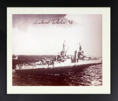 Richard Thelen Autographed Vintage B&W 8 x 10 Photograph Custom Framing- JSA #AC92704 -1945 USS Indianapolis CA-35 Survivor-Powers Sports Memorabilia