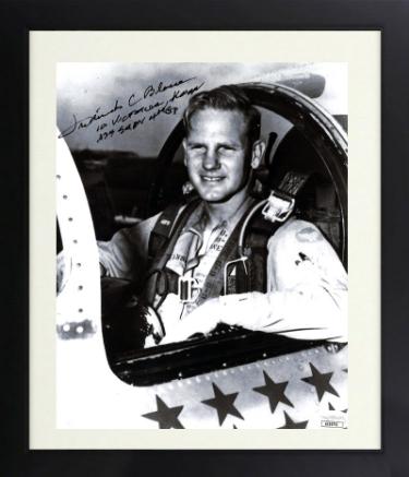 Frederick "Boots" Blesse Autographed Korean War Vintage B&W 8 x 10 Photograph Custom Framing- JSA #AC92711- Double Ace Pilot/10 Victories, K-Powers Sports Memorabilia