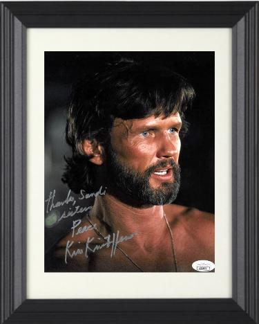 Kris Kristofferson Autographed 1978 Convoy Movie 8 x 10 Photograph Custom Framing- JSA #AC92632- with Thanks Sandi Sisters Peace Insc-Powers Sports Memorabilia