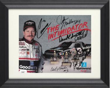 Intimidator/Childress Pit Crew Autographed 8 x 10 6 sigs Custom Framing- JSA- Danny Chocolate Myers/David Smith/Kirk Shelmerdine-Powers Sports Memorabilia